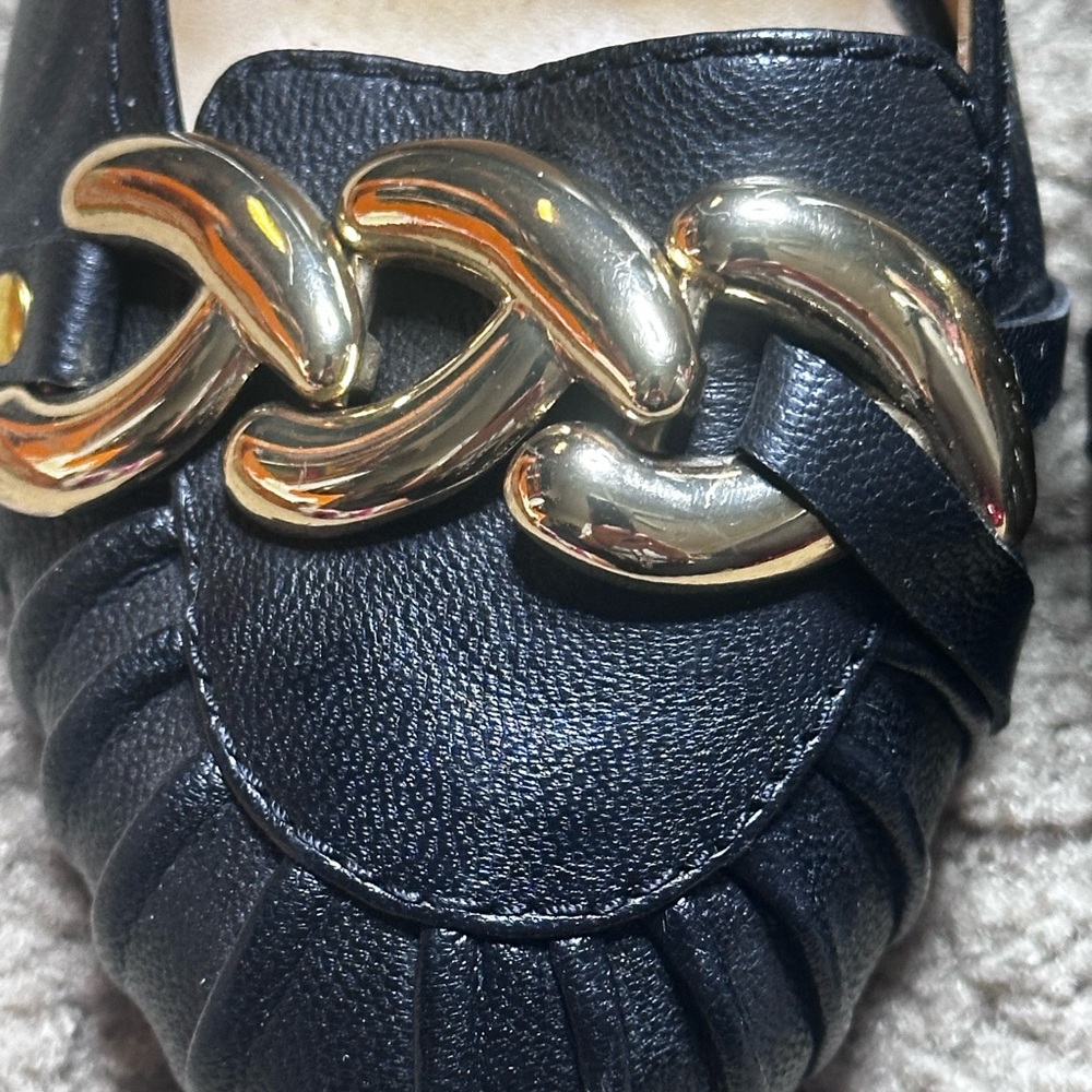 Nine West Black Loafers with Gold Accent